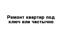 Ремонт квартир под ключ или частычно